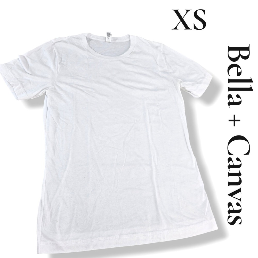 Bella + Canvas T Shirt Unisex XS White Cotton Blend Airlume Jersey Basic Tee